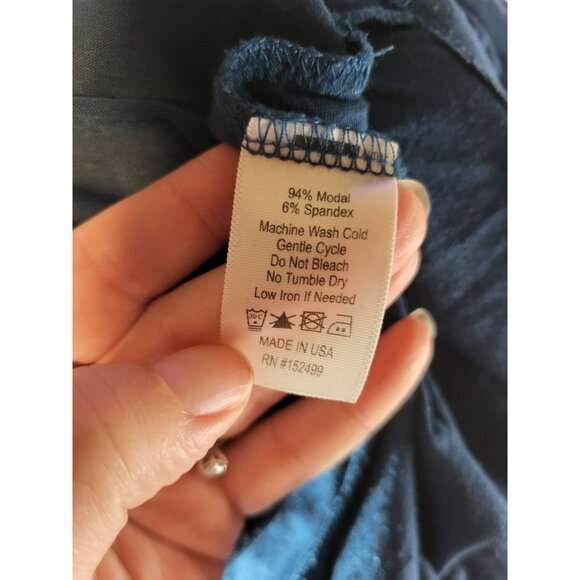 Amour Vert Teal Blue Modal Size XS Keyhole Long Sleeve Dress - Picture 7 of 7